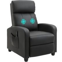 Homcom - Fauteuil de relaxation et massage inclinaison dossier repose-pied réglable revêtement synthétique noir
