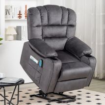 Fauteuil de relaxation massage réglable électrique pour personnes âgées,Dossier et repose-pieds ajustable,2 porte-gobelets,Gris