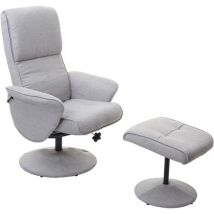 Décoshop26 - Fauteuil de relaxation tv avec repose-pieds design Chesterfield pivotant en tissu gris clair 040003104