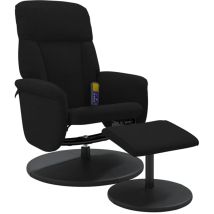 Fauteuil de relaxation TV fonction massage inclinable avec repose-pieds en velours noir DEC026871