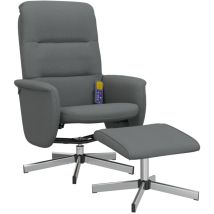 Décoshop26 - Fauteuil de relaxation tv fonction massage inclinable et repose-pieds en tissu gris foncé DEC026900