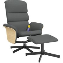 Décoshop26 - Fauteuil de relaxation tv fonction massage inclinable et repose-pieds en tissu gris foncé DEC026902