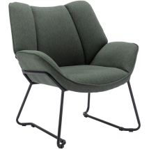 Fauteuil Salon Confortable Assise Épais Fauteuil Chambre avec Pied Métal Fauteuil Relax pour Salon, Lin, Vert