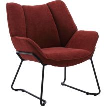 Fauteuil Salon Confortable Assise Épais Fauteuil Chambre avec Pied Métal Fauteuil Relax pour Salon, Tissu Chenille, Red