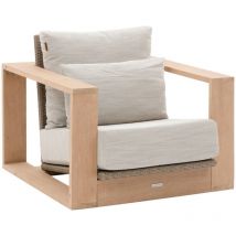Fauteuil de salon de jardin Loevo eucalyptus & beige eucalyptus et résine tressée - Hespéride