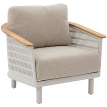 Fauteuil de salon de jardin Olimio avoine & teck aluminium et teck - Hespéride