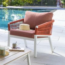 Hesperide - Fauteuil de salon de jardin Oriengo brique & blanc en aluminium traité époxy - Hespéride