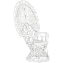 Fauteuil de salon en polyester et bois de rotin coloris blanc - longueur 96 x profondeur 66 x hauteur 140 cm Pegane