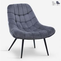Ahd Amazing Home Design - Fauteuil de salon en velours style moderne assise large rembourrée Ohio - Gris foncé