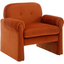 Fauteuil de Salon Moderne Fauteuil Craupaud Adulte Fauteuil en Velours avec Coussin épais, Fauteuil avec Accoudoirs pour Salon, Orange