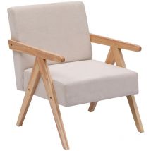 Nordlys - Fauteuil de Salon Scandinave avec Structure Bois et Tissu