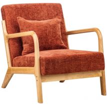 Nordlys - Fauteuil de Salon Scandinave avec Structure Bois et Tissu