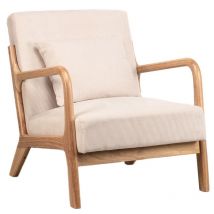 Nordlys - Fauteuil de Salon Scandinave avec Structure Bois et Tissu