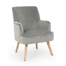 Yes Everyday - Poltrona vintage en velours gris Adeline 60x67x79 cm