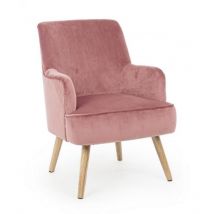 Yes Everyday - Poltrona vintage en velours Rose Antique adeline 60x67x h79 cm