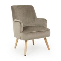 Yes Everyday - Poltrona vintage en velours Tortora adeline 60x67x h79 cm