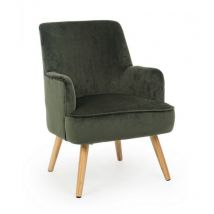 Yes Everyday - Poltrona vintage en velours Vert Foncé adeline 60x67x h79 cm