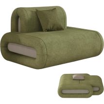 Poltrona Pouf Con Schienale Moderna, Velluto Verde Oliva, Pouf Poggiapiedi, Per Adulti E Bambini