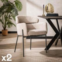 Pier Import - Fauteuil de table beige sable en bouclette dossier haut (lot de 2) galway