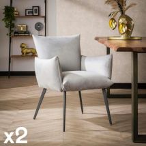 Fauteuil de table en velours gris clair effet coussin (lot de 2) melbourne