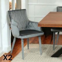 Pier Import - Fauteuil de table moderne en velours gris (lot de 2) hawai