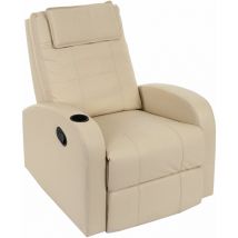 Fauteuil de télévision Durham, fauteuil relax, chaise longue, similicuir, crème
