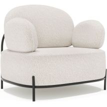Privatefloor - Fauteuil design - Revêtu de tissu bouclé - Baman Blanc