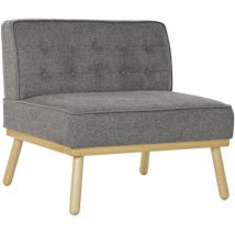 Fauteuil Lin Sapin 80X66X72 Capitonne Gris Foncé