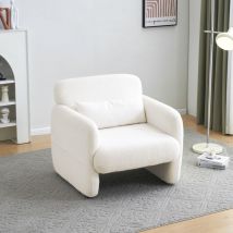 Modernluxe - Fauteuil droit - tissu en teddy velours - Blanc