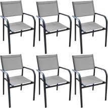 Proloisirs - Fauteuil en aluminium Duca (Lot de 6) Graphite et perle