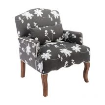 Fauteuil en Baroque Confortable avec Pieds en Bois Fauteuil Beige en Lin Fauteuil Scandinave pour Salon et Chambre, Gris