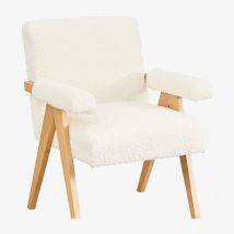 Fauteuil en bois et tissu bouclé Lucca Sklum
