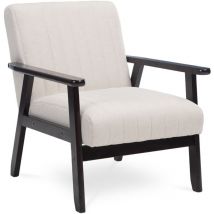 Sicaan - Fauteuil en bois vintage erik tissu beige