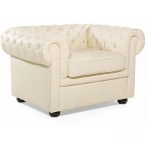 Beliani - Fauteuil en cuir beige crème chesterfield