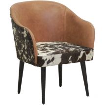 Aubry Gaspard - Fauteuil en cuir camel et peau de vache