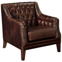 Vente-unique - Fauteuil en cuir colbert - Marron
