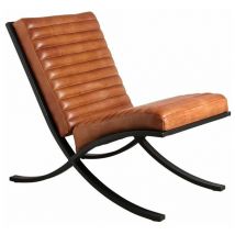 Aubry Gaspard - Fauteuil en cuir de buffle pleine fleur et métal
