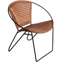 Made In Meubles - Fauteuil en cuir marron Jaya