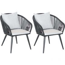 Jardiline - Fauteuil en résine tissée et aluminium Comores (Lot de 2)