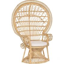 Fauteuil Style Bohème avec Coussin Assorti en Rotin Clair Emmanuelle