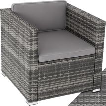 Fauteuil de jardin en rotin résistant avec coussins d'assise et de dossier