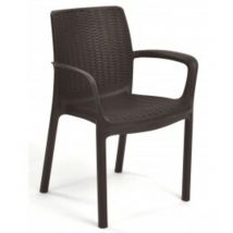 Salone - Fauteuil Melody en re'sine antichoc effet polirattan marron 58x55x83 cm pour jardin exte'rieur