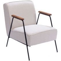 Hellin - Fauteuil en tissu à chevrons ivoire et gris - sintra