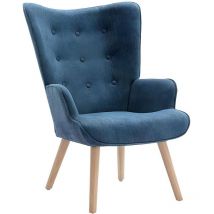 Vente-unique - Fauteuil en tissu bleu vately