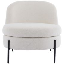 Homifab - Fauteuil en tissu bouclé beige - Vianney