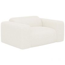 Vente-unique - Fauteuil en tissu bouclette blanc pogni de Maison Céphy