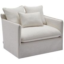 Vente-unique - Fauteuil en lin et tissu chiné blanc maslino de Maison Céphy