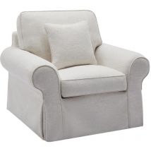 Vente-unique - Fauteuil en lin et tissu chiné blanc zulipro de Maison Céphy