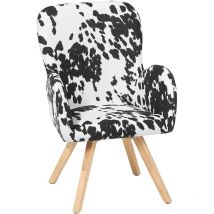Beliani - Fauteuil en Tissu Motif Peau de Vache Noir et Blanc pour Chambre ou Salon Bjarn
