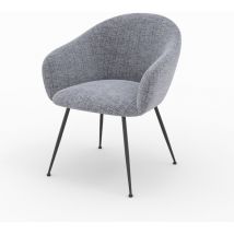 Rendez-vous Déco - Fauteuil en tissu gris chiné et pieds en métal noir - socky